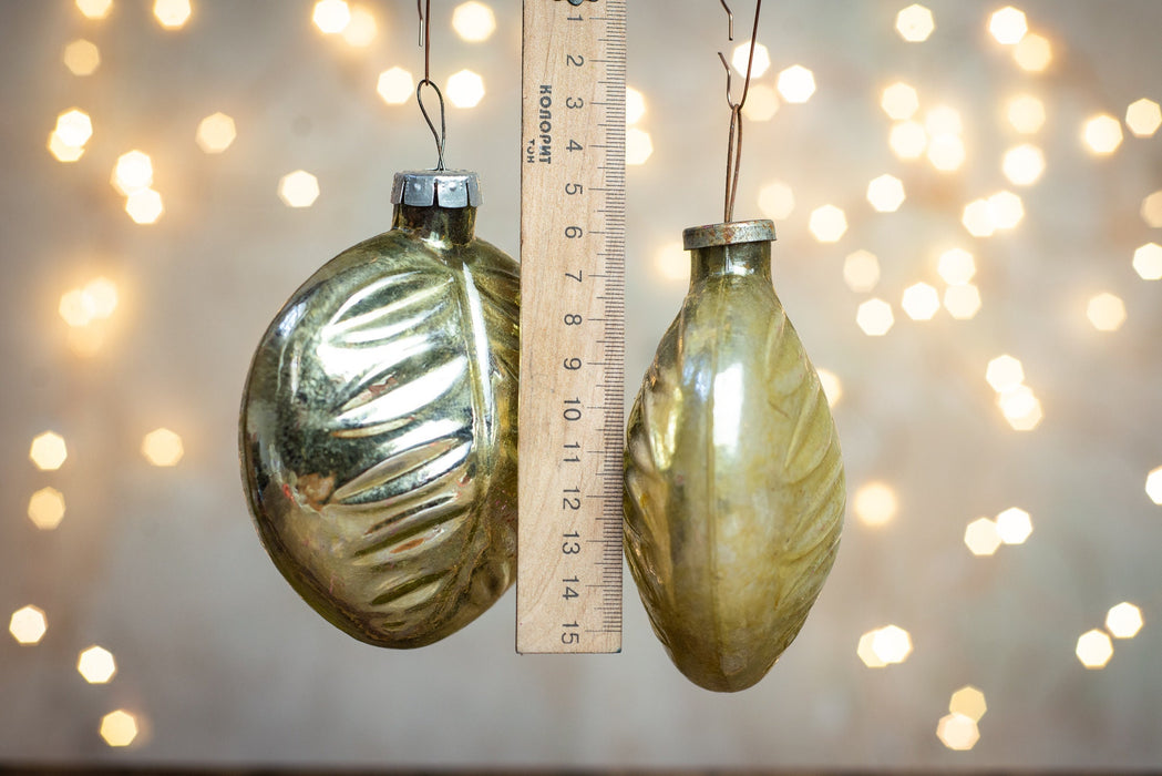 Large Vintage Glass Leaf Ornaments, Retro European
