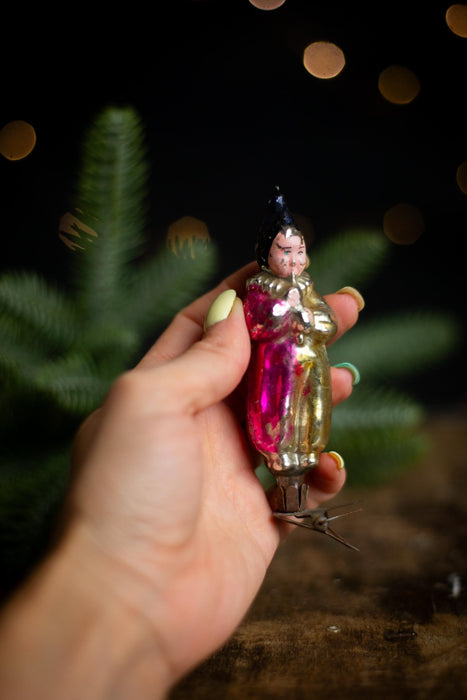 Rare Pierrot Christmas Ornament, Vintage Clown Tree