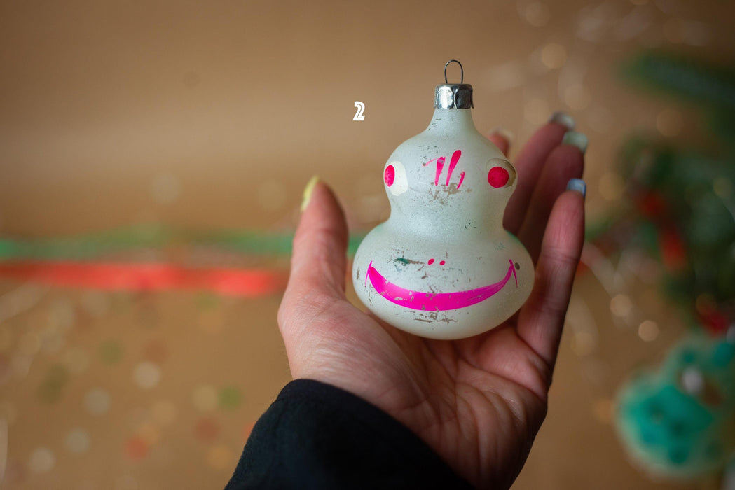 Vintage Smiling Glass Frog Christmas Ornament