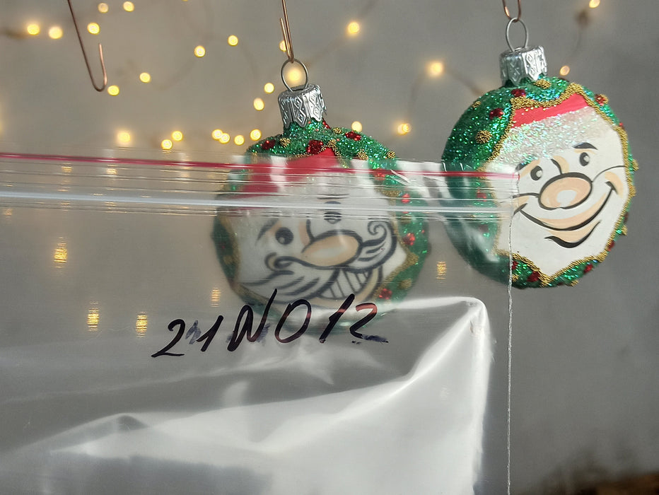 Vintage Santa Glass Ornament with Hand Painted Details