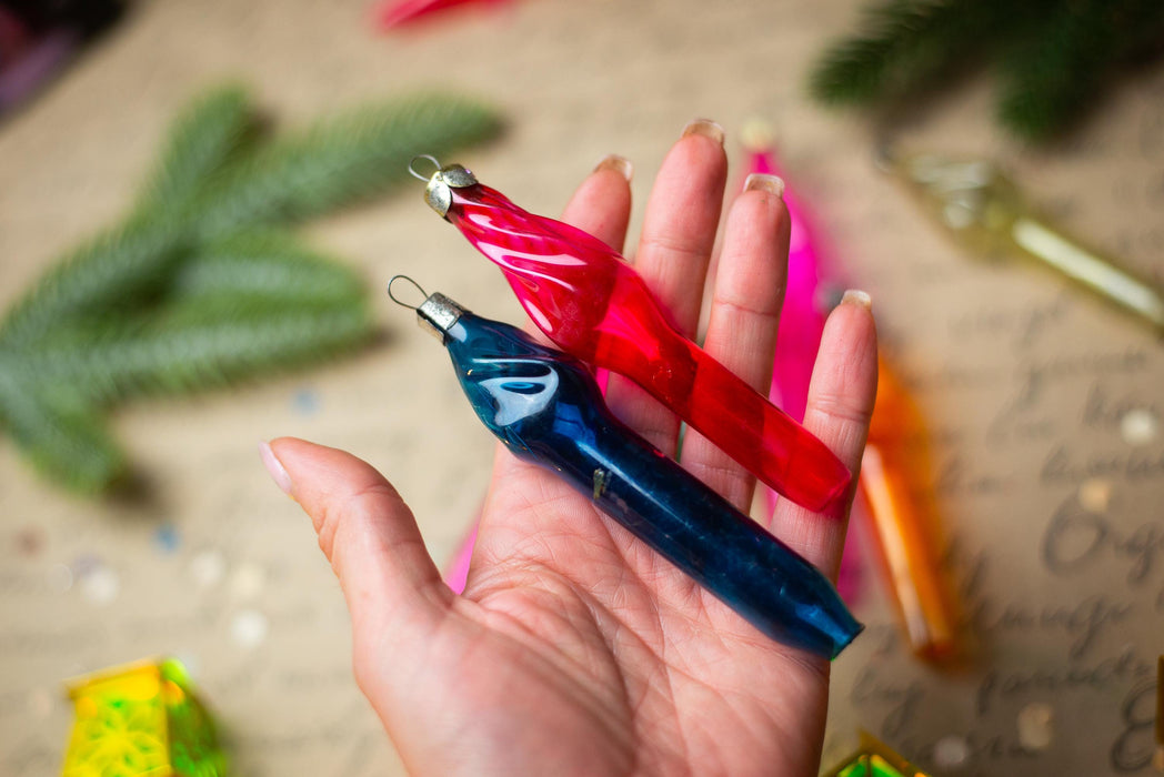 1950s Multicolor Glass Ornaments – Set of 15