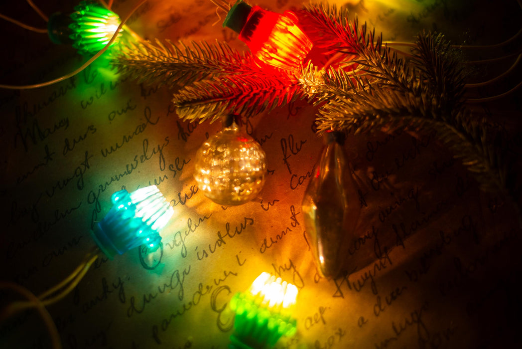 Vintage Ribbed Christmas Lights, Retro Christmas Tree Garland, Working Christmas String Lights