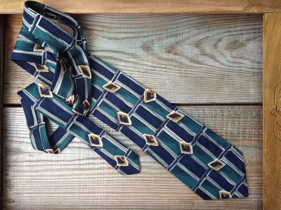 Vintage 1980s Geometric Silk Tie Options, Classic British Retro Menswear