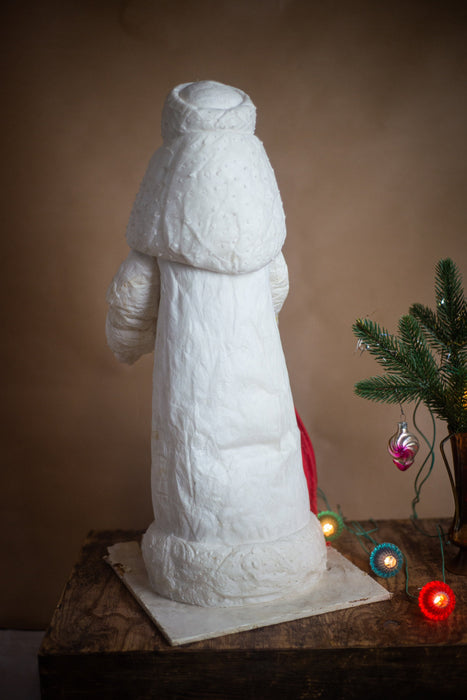 21" Spun cotton vintage Santa Claus figurine in a white coat