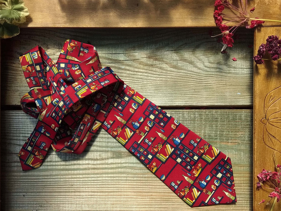 Vintage Silk Ties, Red Floral & Striped Neckties, Retro Mens Accessories, Classic 90s Style