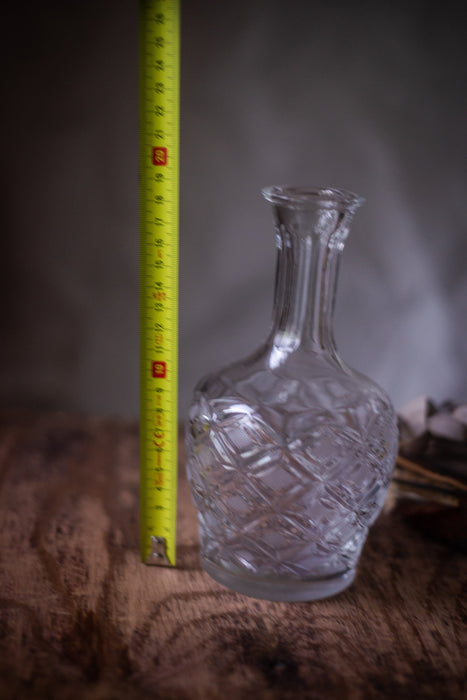 Vintage crystal glass decanter, alcohol carafe, vintage MCM barware, collectible whiskey decanter