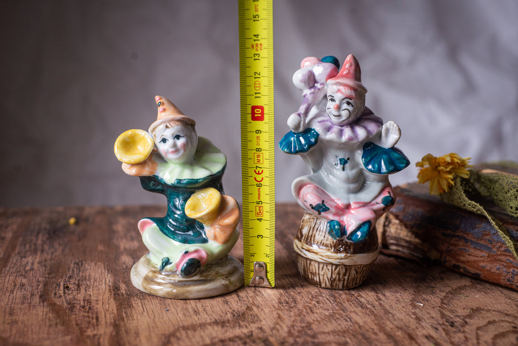 Vintage Porcelain Clown Figurine, German Barrel Italian Harlequin