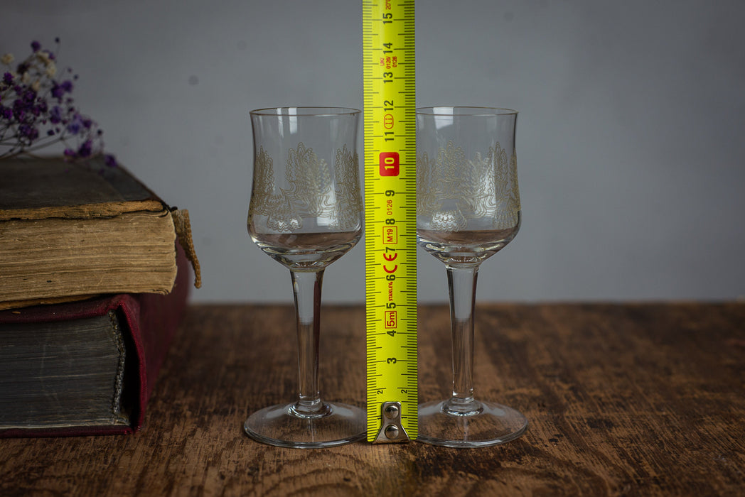 1970s Gold Pattern Shot Glasses – Set of 2