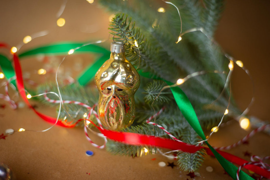 Vintage Gnome Mushroom Glass Christmas Ornament