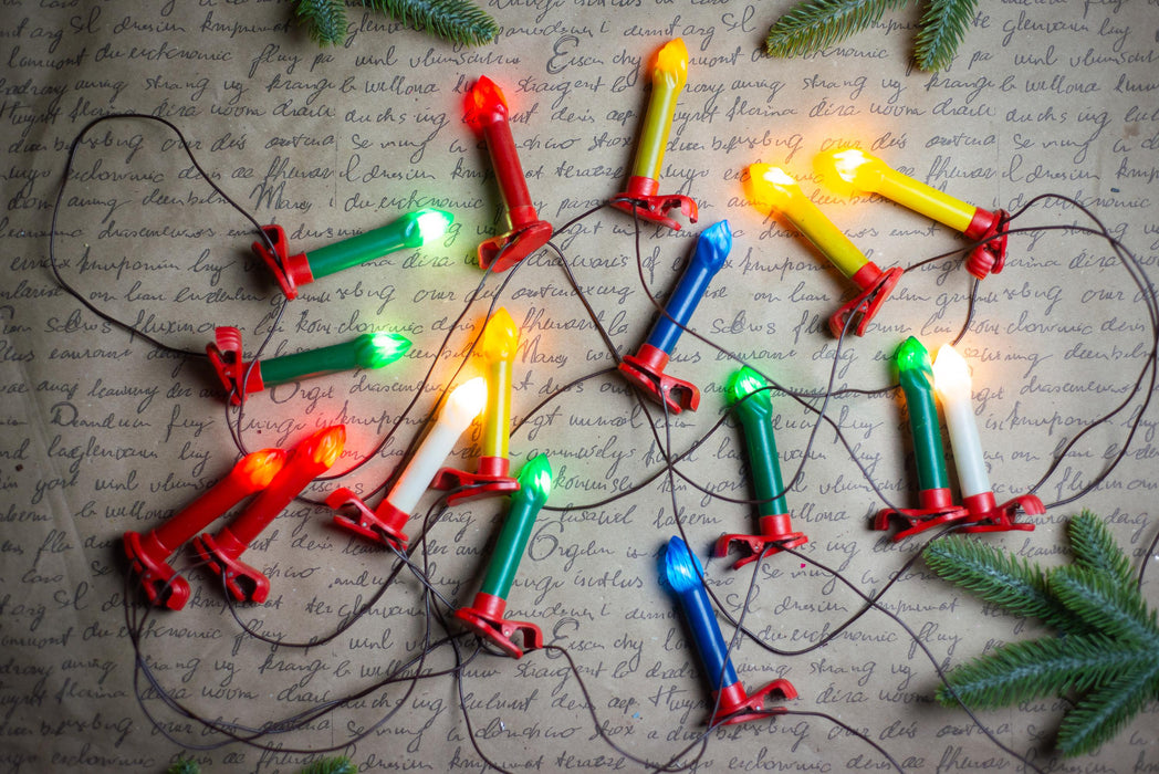 Vintage Clip On Candle Christmas Lights, Retro Tree String Lights, Working Holiday Garland