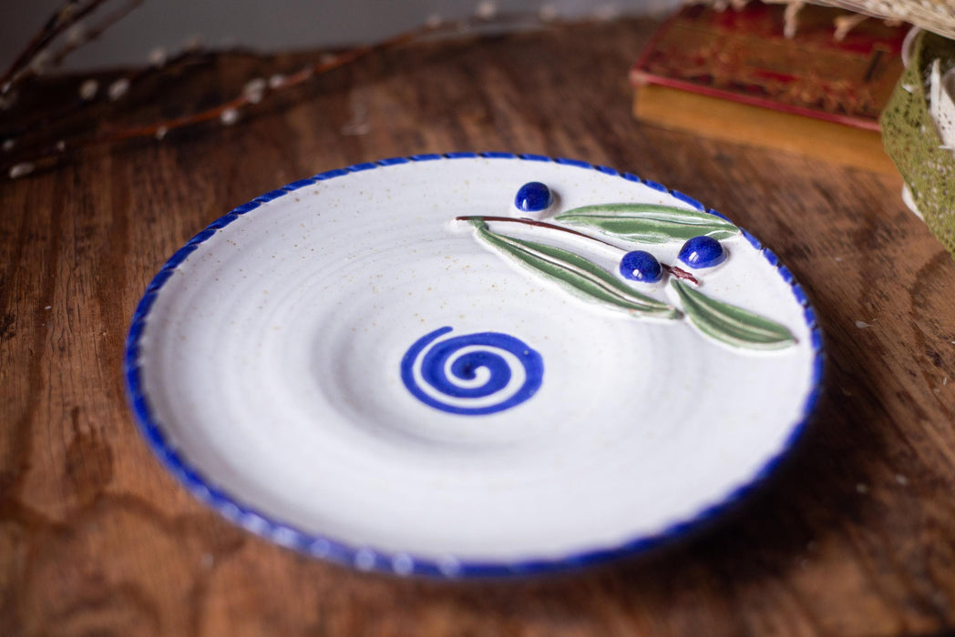 Italian Ceramic Olive Plate - Hand Painted Terracotta Bowl | Rustic Kitchen Decor