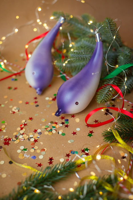 Vintage Purple Ombre Glass Dolphin Christmas Ornament