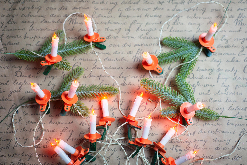 Vintage Clip On Candle Christmas Garland, Retro Tree Lights, Working Holiday String