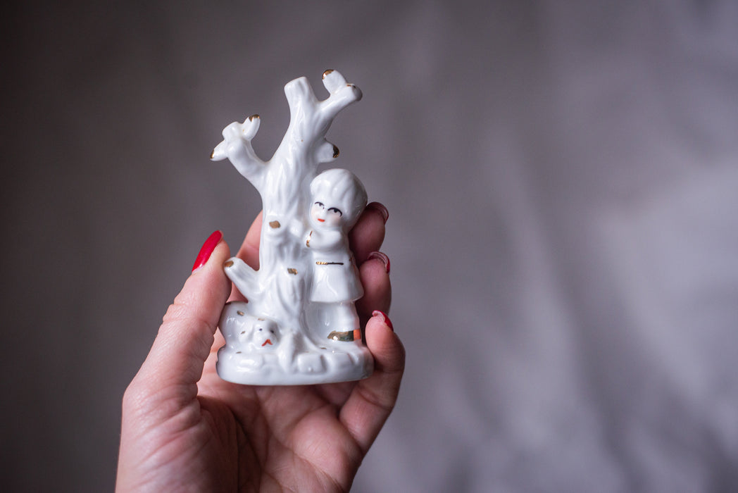 Vintage White Porcelain Angel Candleholder with Doves, Germany