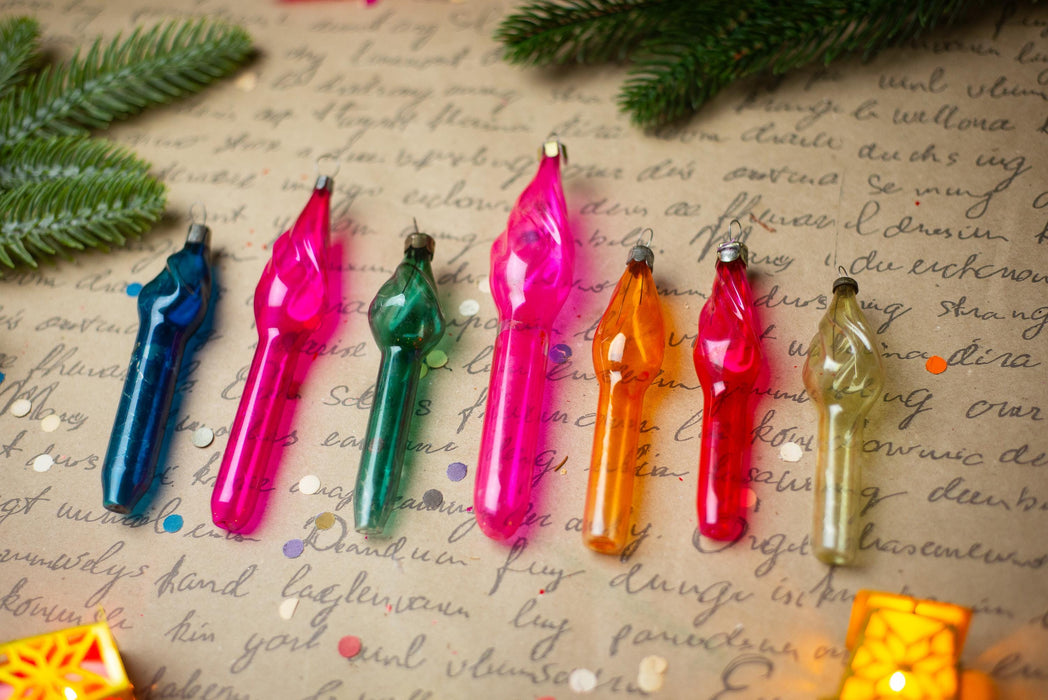 1950s Multicolor Glass Ornaments – Set of 15