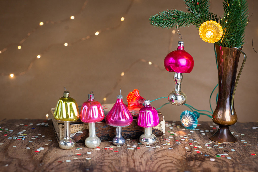 Vintage Glass Lamp Ornament, 1950s Soviet Christmas