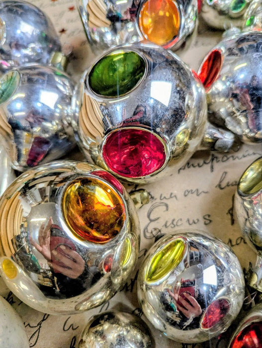 Vintage Glass Christmas Ornaments, 1950s Baubles and Icicles Set