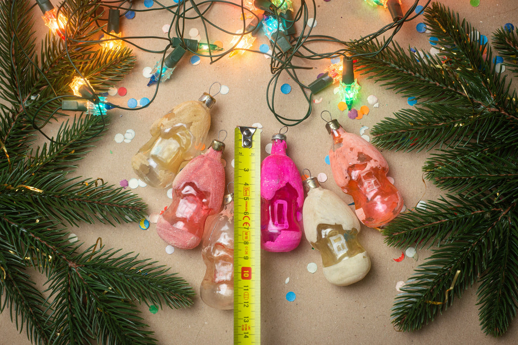 Vintage Glass House Christmas Ornaments, Frosted Retro