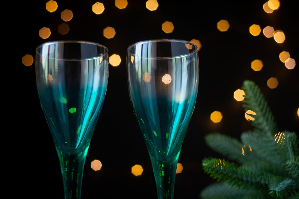 Vintage Green Champagne Flutes – Set of 2