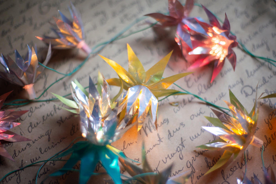 Vintage Chrysanthemum Christmas Lights, Retro Flower Tree Garland, Working Christmas String Lights