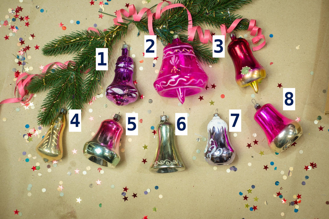Bells vintage glass Christmas ornaments, Xmas hanging
