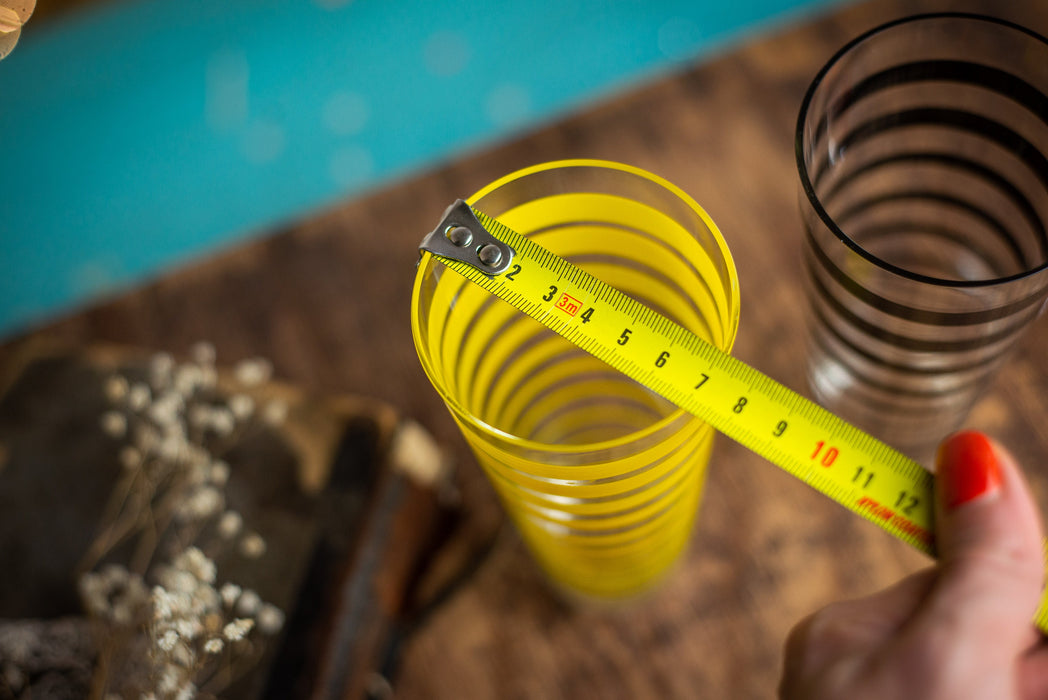 1980s Striped Drinking Glass – Yellow or Black