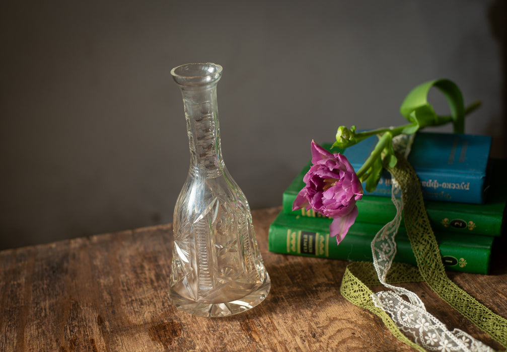 Vintage Cut Crystal Decanter – Glass Barware Bottle