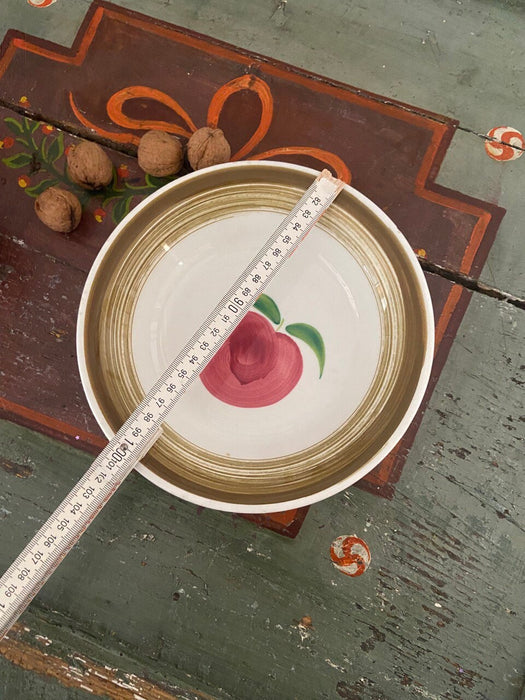 Rustic Ceramic Plate Featuring Hand Painted Apple Folk Art Pottery Decor