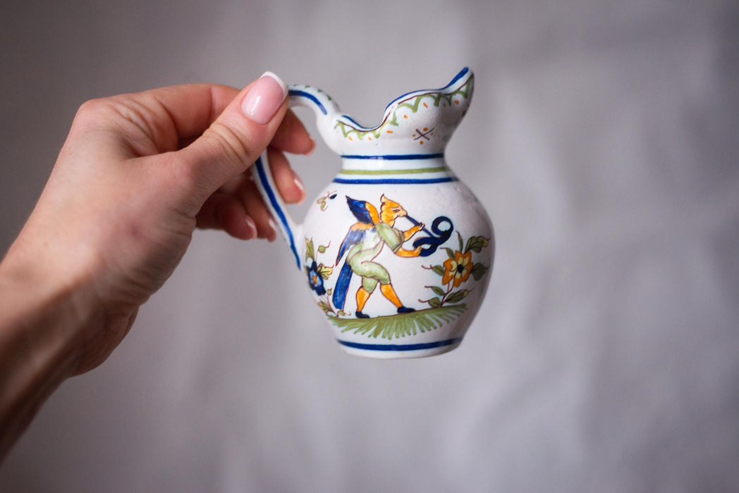 Italian Deruta Mini Pitcher – Hand Painted Mythical Motif