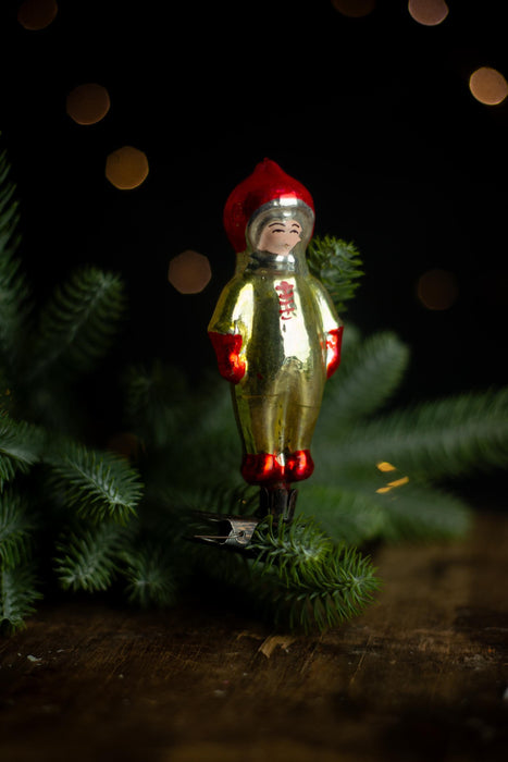 Rare Soviet Cosmonaut Ornament, 1960s Glass Space Decor