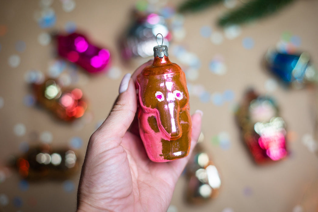 Vintage Glass Animal Christmas Ornaments, Mid Century
