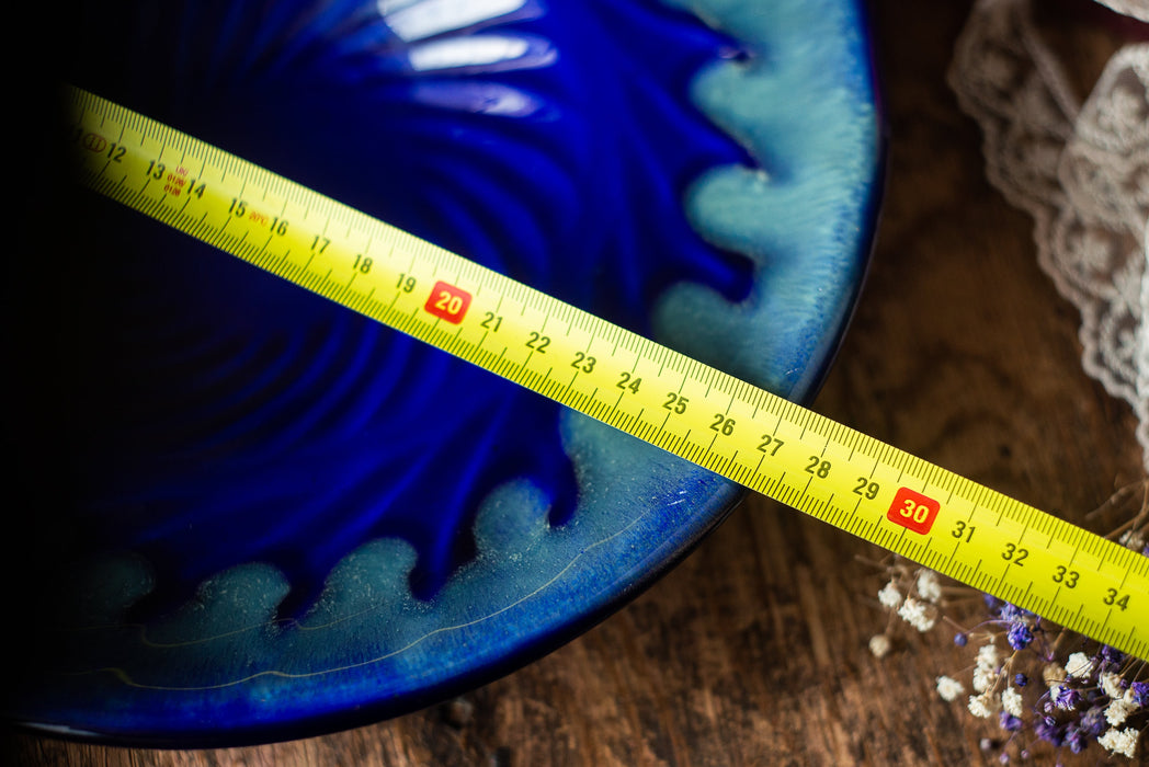 Cobalt Blue Serving Bowl – Vintage Large Ceramic Salad Plate for Pasta