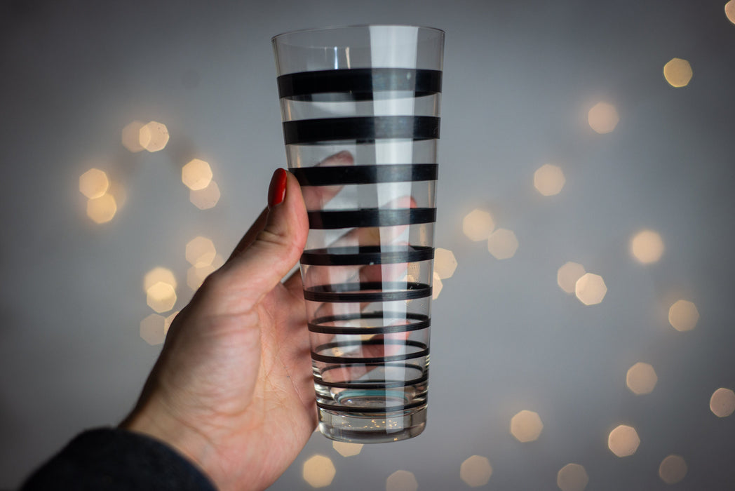 1980s Striped Drinking Glass – Yellow or Black