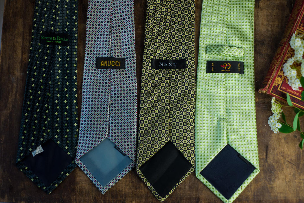 Vintage Silk Neckties Collection, Green Wedding Ties, Designer Menswear Accessories