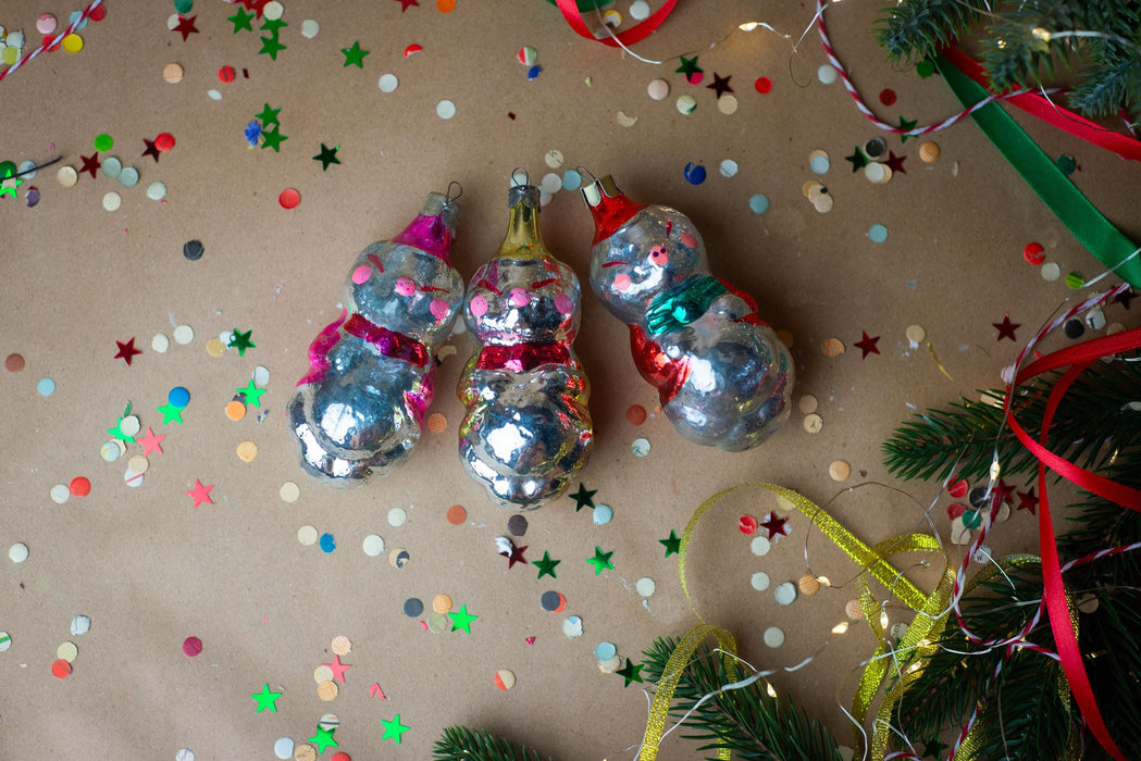 Vintage Glass Pig Ornament, 1970s Three Little Pigs Fairy