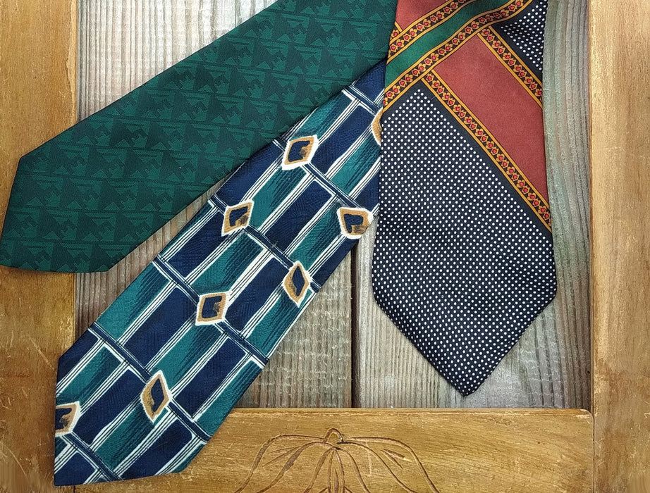 Vintage 1980s Geometric Silk Tie Options, Classic British Retro Menswear