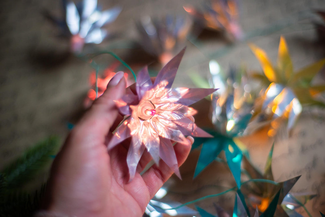 Vintage Chrysanthemum Christmas Lights, Retro Flower Tree Garland, Working Christmas String Lights
