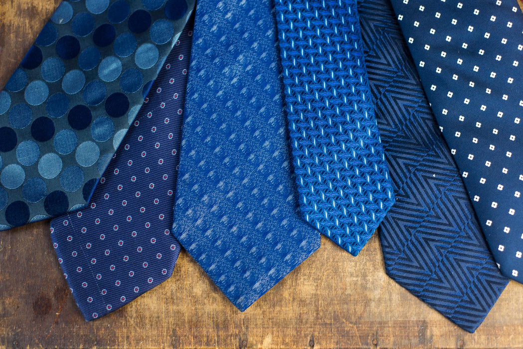 Vintage Blue Silk Neckties, Designer Wedding Tie Collection, Italian Formal Menswear