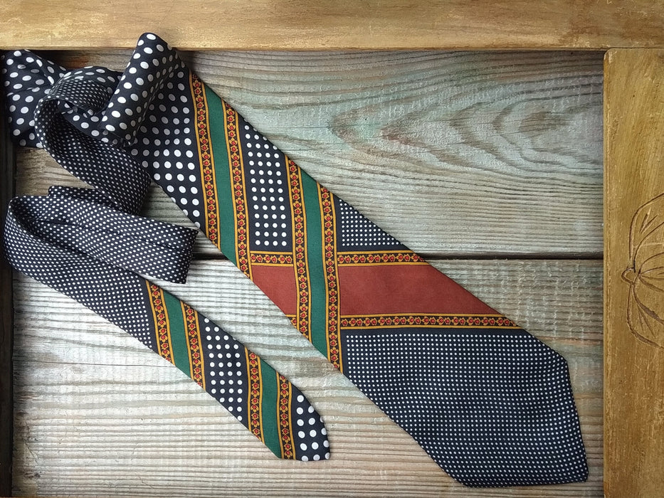Vintage 1980s Geometric Silk Tie Options, Classic British Retro Menswear