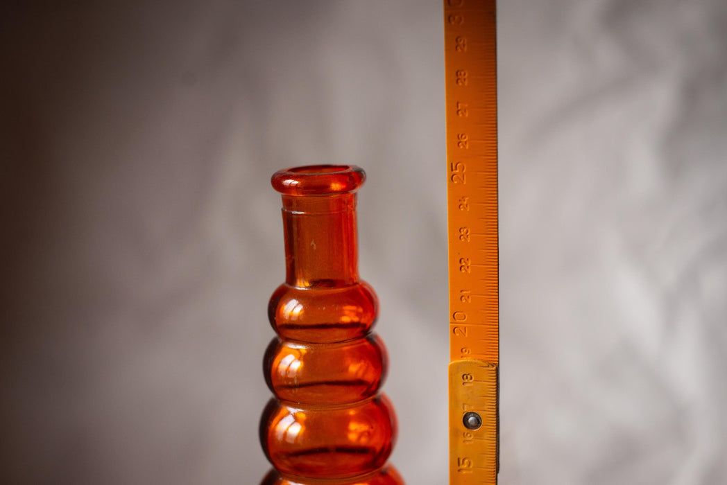 Red Glass Bubble Vase Mid Century 1970s Tall Single Stem Decor