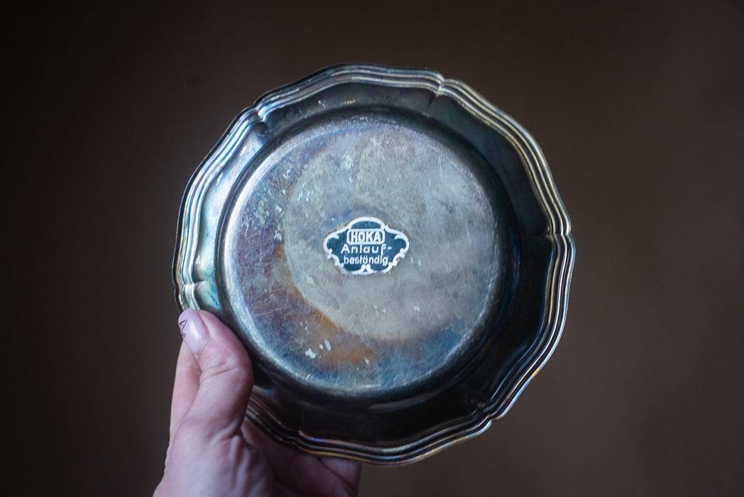 Vintage Silver-Plated Dish – Elegant Trinket Plate & Jewelry Storage Organizer