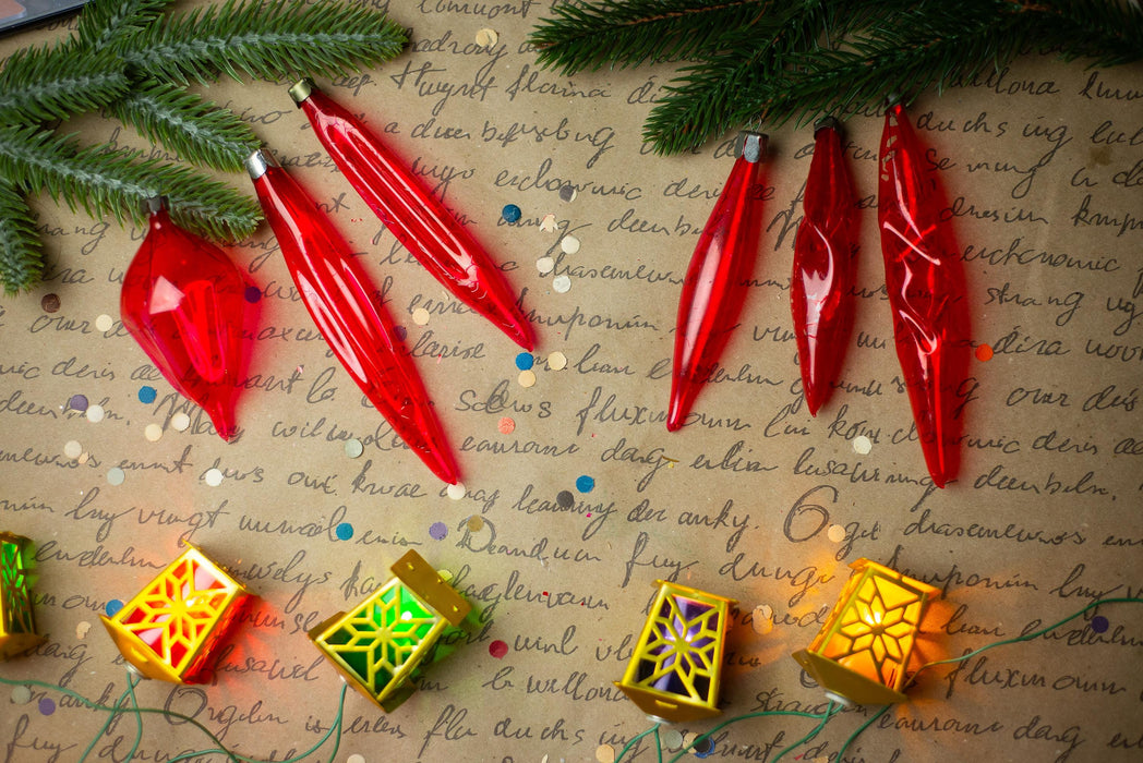 Vintage Red Glass Christmas Ornaments, Set of 6 – 1950s