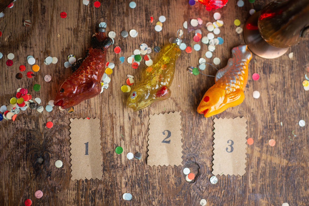 1970s Golden Glass Koi Fish Ornament, Hand Painted