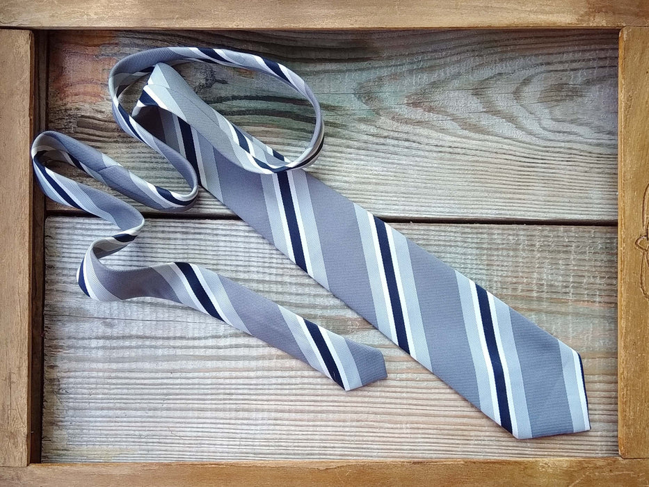 Vintage Striped Tie – Men's Necktie | Formal Suit Tie | Gray Necktie | 90s Men's Fashion
