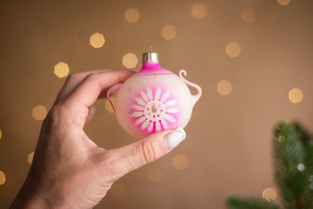 Vintage Glass Kettle Ornament, Rustic Christmas Tree
