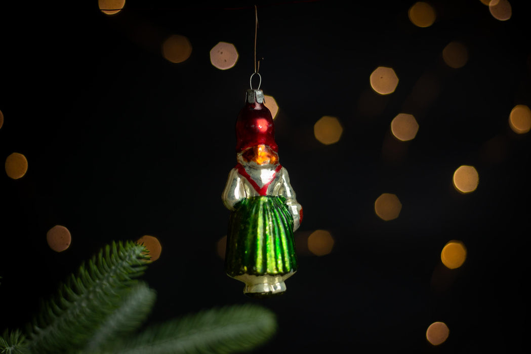 Vintage Red Riding Hood Christmas Ornament, Soviet Blown
