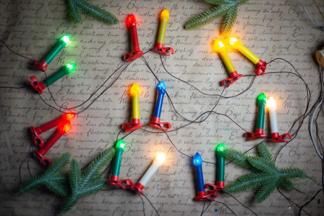 Vintage Clip On Candle Christmas Lights, Retro Tree String Lights, Working Holiday Garland