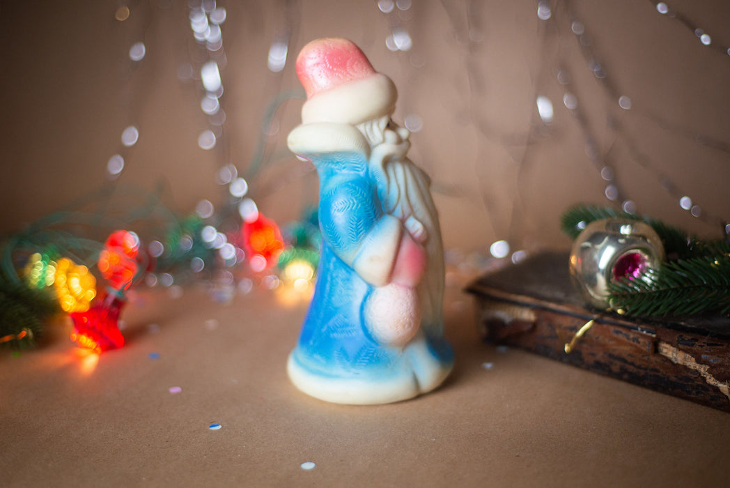 Vintage Santa Claus Rubber Figurine, Rustic Christmas