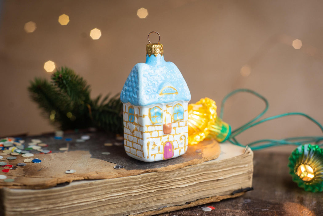 Glass Gingerbread House Ornament, Handblown Christmas