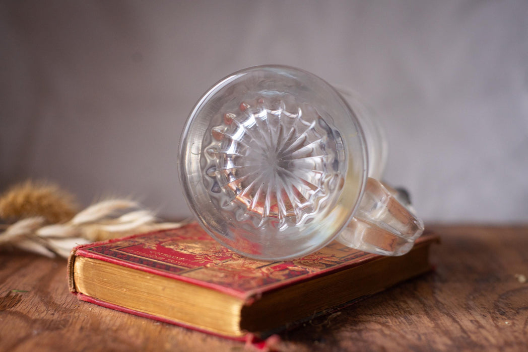 Vintage Glass Beer Stein with Pewter Lid German Barware Tankard